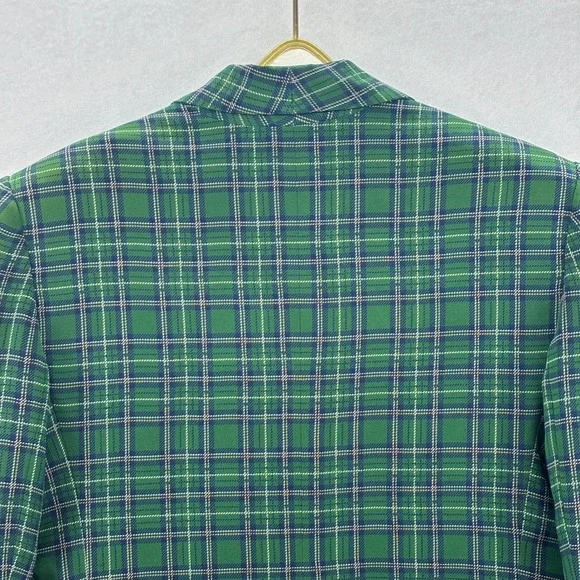 Dana Buchman Green Plaid Blazer Jacket Women Size 12 Silk Blend Academia Preppy - Picture 4 of 11